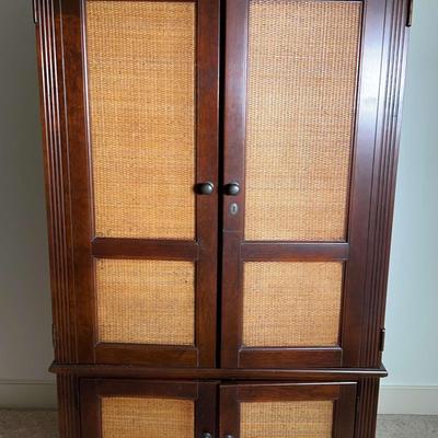 Wood And Rattan Wardrobe