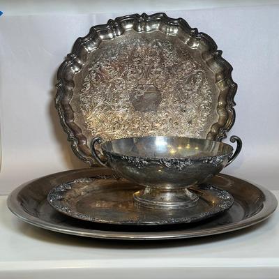 Large Silver Plated Service Trays