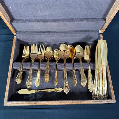 Rogers Stainless Gold-Colored Flatware 