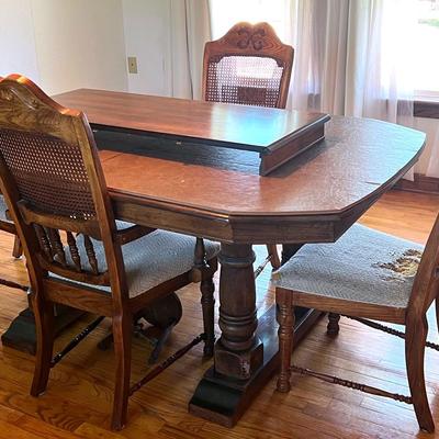 Vintage Wooden Dining Table and Chairs