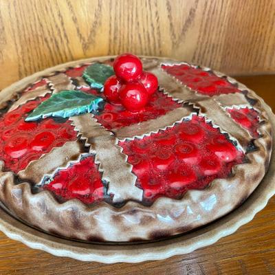 Vintage Cherry Pie Decorated Dish with Lid