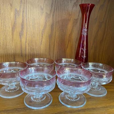 Kings Crown Ruby Sherbert Glasses