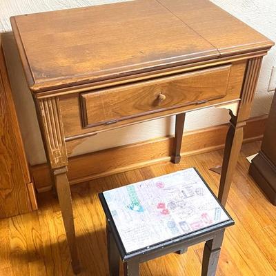 Vintage “Singer” Sewing Machine Cabinet and Chair