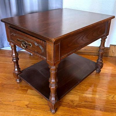 Mid Century Dark Wood Side Table 