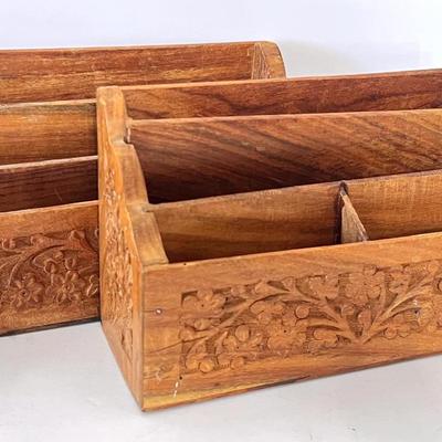 Vintage Hand-Carved Wooden Letter Racks