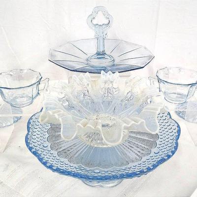 Cambridge Depression Glass In Blue And White