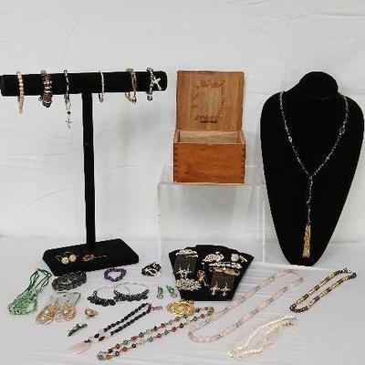 Vintage Rhinestone- Rose Quartz + Gem Stone Jewelry