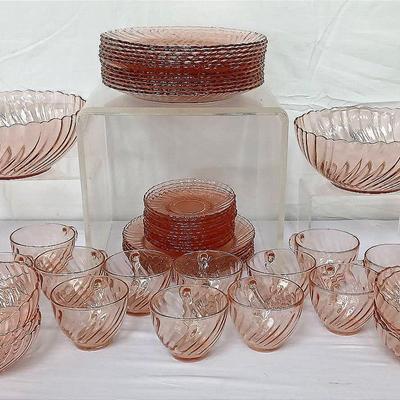 Arcoroc Rosalina Pink Swirl Glassware