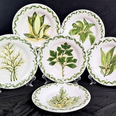 6 Piece Set Botanical Herbs Salad Plates By Tabletops Unlimited