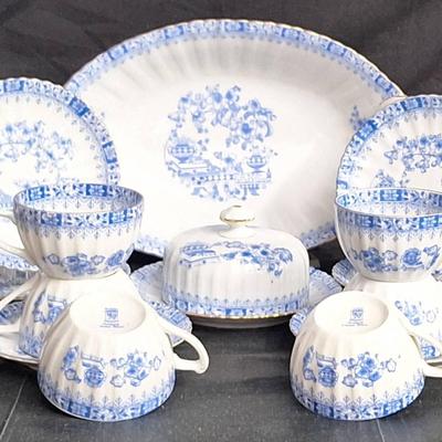 Vintage Seltmann Weiden Bavaria "China Blau (Blue)" Servingware & Tea Cups w/Saucers