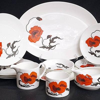 Vintage Wedgwood "Cornpoppy" Bone China Serving Pieces, Salad & Dessert Plates and More
