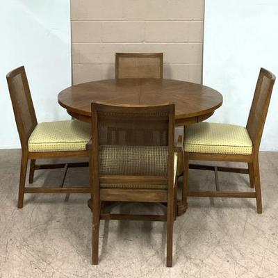 MCM Walnut Dining Table W/ Cane Back Chairs