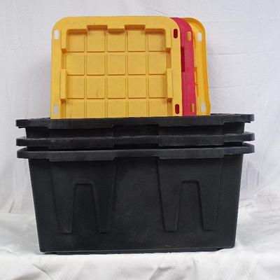 Trio Of Black Storage Totes W/ Lids