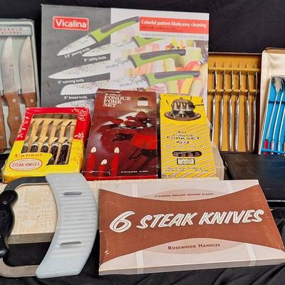 Assortment Of Vintage Stainless Knives, Utensils, And More 