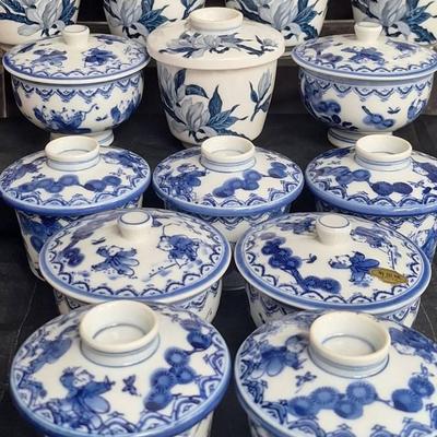 Vintage Porcelain Sake Cups, Nabeshima Ware, Arita Ware Tea Cups With Lids