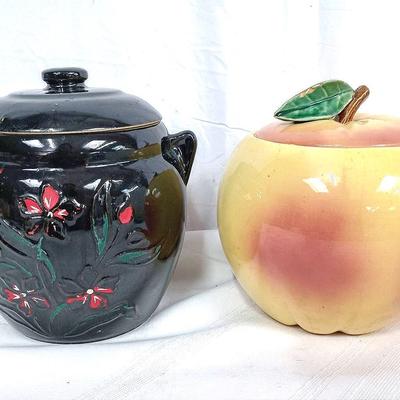 Possible McCoy "Blushing Apple" Jar & Round Ball Bean Pot Jar
