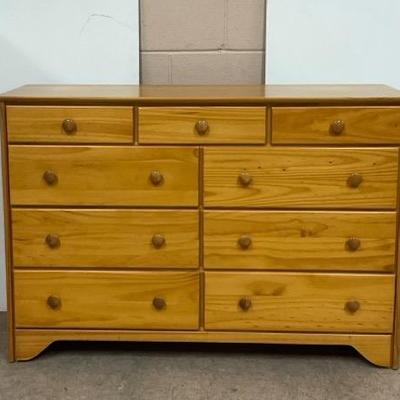 Solid Pine Nine Drawer Dresser 