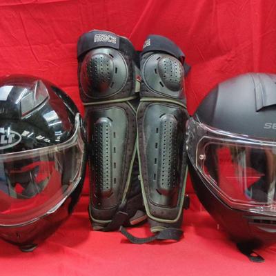 Sedici Black Motorcycle Helmet W/ Bilt Black Helmet And Mace Shinguards