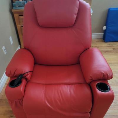 Red fax leather mcdoro lift recliner