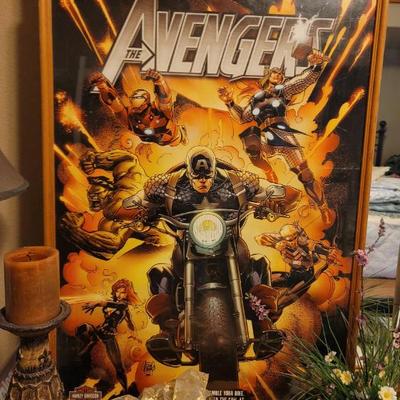 Framed Print - Avengers & Harley Davidson