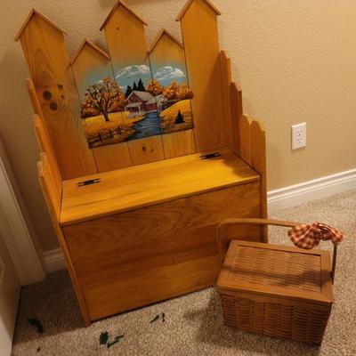 Wooden Seat w/hide away storage