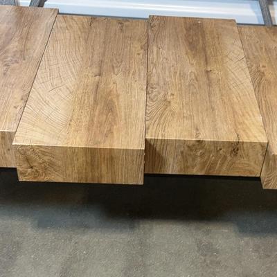 Interlocking Wood Block Table with Metal Legs #3