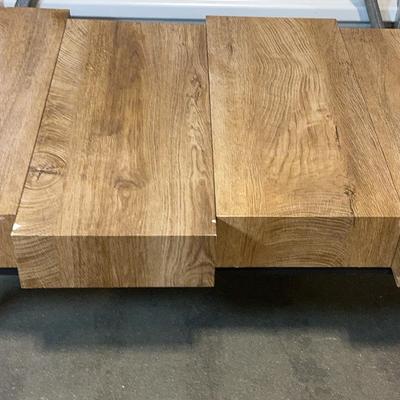 Interlocking Wood Block Table with Metal Legs #1
