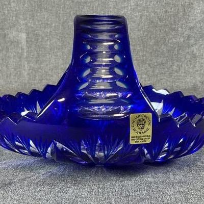 Caesar Crystal Bohemiae JONATHAN Large Gathering Basket In Cobalt