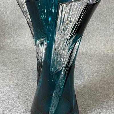 Caesar Crystal Bohemiae Storm XL Mantel Vase in Azure