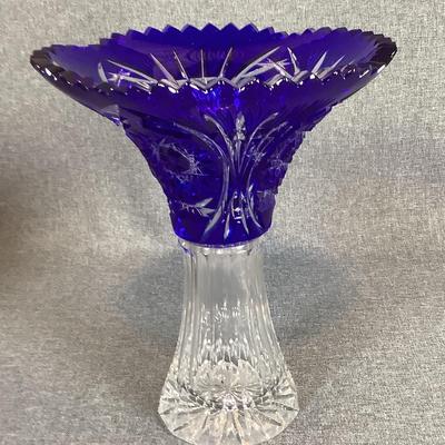 Caesar Crystal Bohemiae KLASIKA Large Bouquet Vase In Cobalt