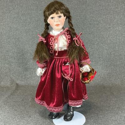 Paradise Galleries 16” Porcelain Doll Jo With Stand Signed And Numbered 