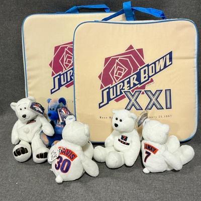 Super Bowl XXI Seat Cushions ‘98 Champs Broncos Plush Bears