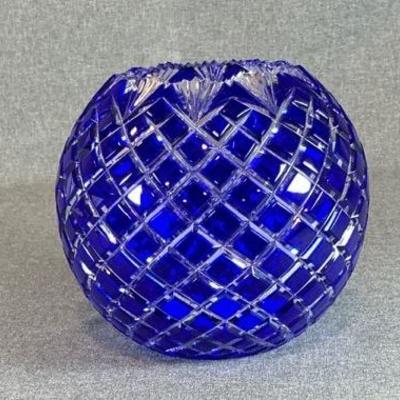 CAESAR CRYSTAL BOHEMIAE Pataya Large Rose Globe Cobalt