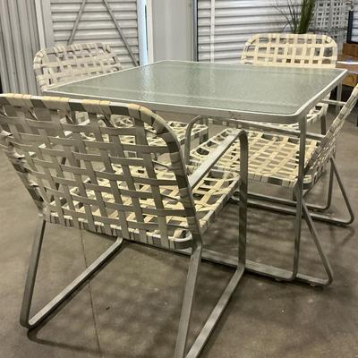 Brown Jordan Glass/Metal Patio Table And 4 Chairs