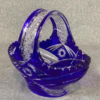 Caesar Crystal Bohemiae ALICE Harvest Basket By Fojtik In Cobalt