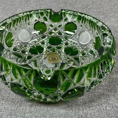 CAESAR CRYSTAL BOHEMIAE Sleet Large Ashtray in Emerald