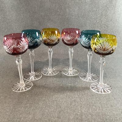 Caesar Crystal Bohemiae JANET Large Stem Wine Glass Set Multi Color