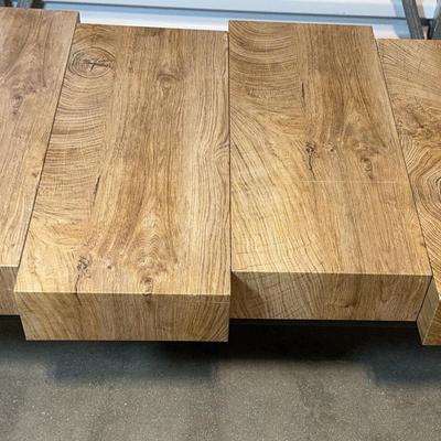 Interlocking Wood Block Table with Metal Legs #2