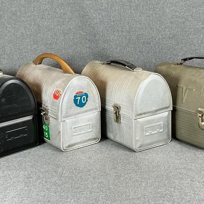 Four Vintage Metal Lunch Boxes And 1 Thermos
