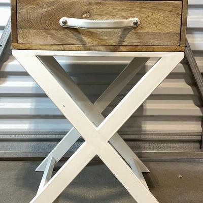 Threshold White & Natural Finish Accent Table