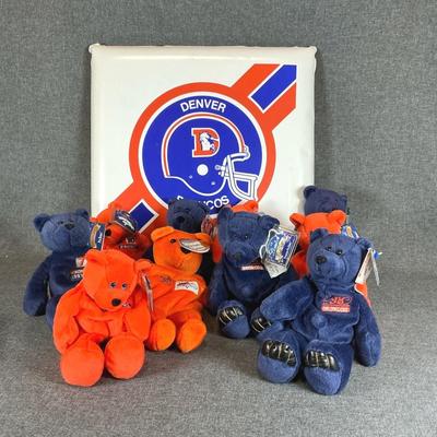 Vintage Denver Broncos Seat Cushion And Broncos Players Plush Bears