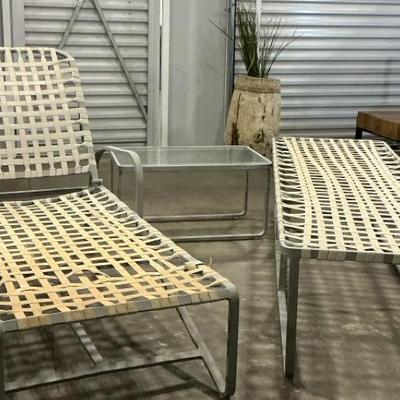 Brown Jordan Chaise Lounge, Bench And Side Table