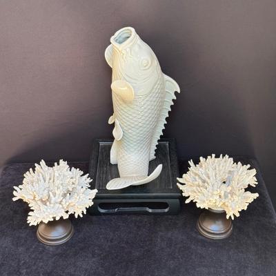 Koi Fish Vase And Coral