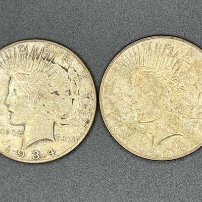 Coins - Year "1922", "1934" Silver Peace Dollar