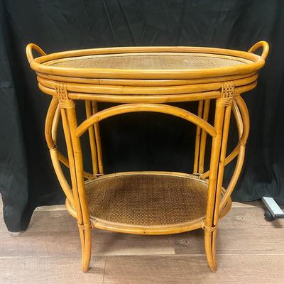 Pier One Bamboo And Rattan Bar Cart And Tray