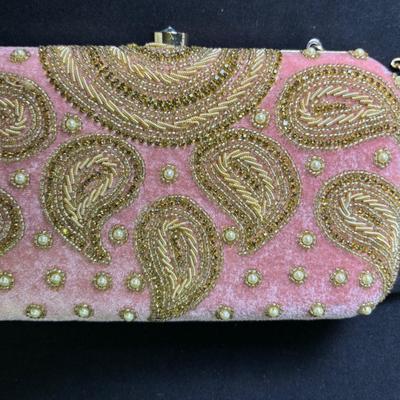 Beaded velvet clutch