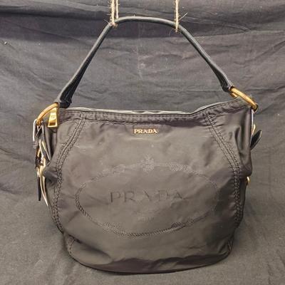 Prada Black Nylon Large Leather Shoulder Bag - Authenticated