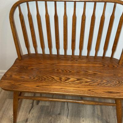 Dinaire French Country Spindle Back Oak Bench