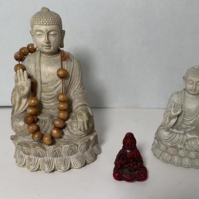 Trio Of Sitting Buddha Statues