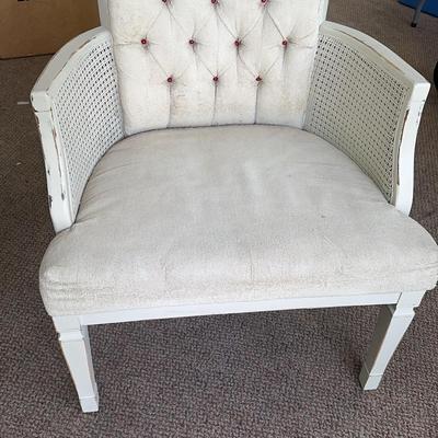 Shabby Vintage Caned Tufted Back Chair
